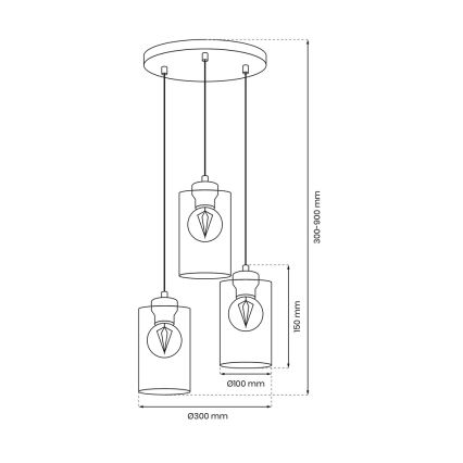 Κρεμαστό φωτιστικό οροφής τρίφωτο CHIC 3xE27/60W/230V μαύρο/γκρι