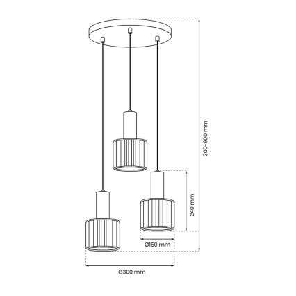 Κρεμαστό φωτιστικό οροφής τρίφωτο CRISTAL 3xE27/60W/230V μαύρο