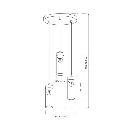 Κρεμαστό φωτιστικό οροφής τρίφωτο ELICA 3xE27/60W/230V