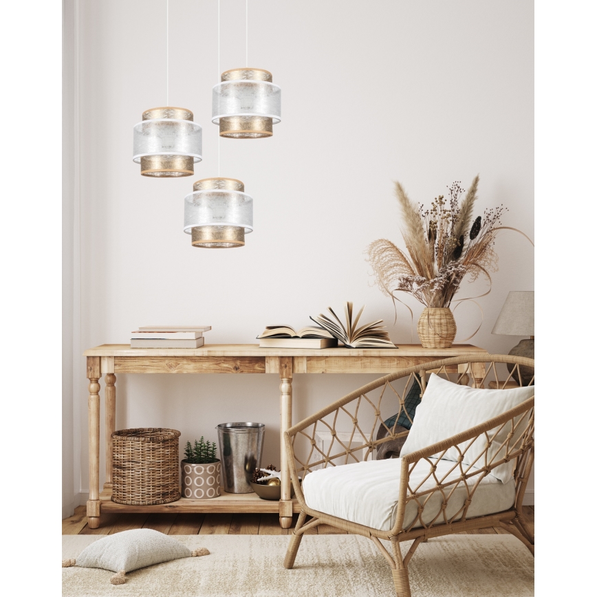 Κρεμαστό φωτιστικό οροφής τρίφωτο GABI 3xE27/60W/230V χρυσό/λευκό διάμετρος 45 cm