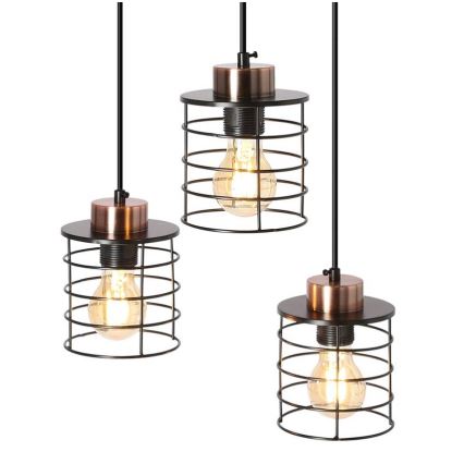 Κρεμαστό φωτιστικό οροφής τρίφωτο GLOB 3xE27/40W/230V μαύρο
