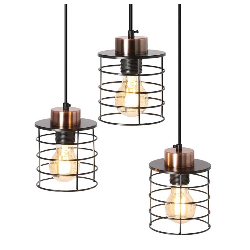 Κρεμαστό φωτιστικό οροφής τρίφωτο GLOB 3xE27/40W/230V μαύρο