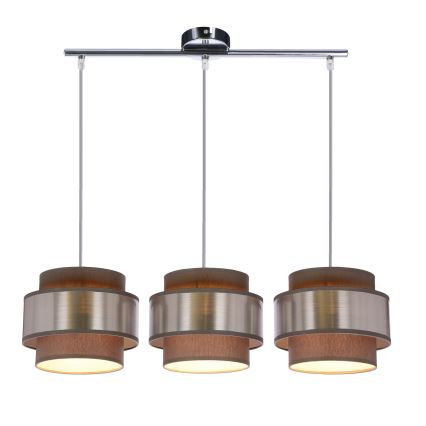 Κρεμαστό φωτιστικό οροφής τρίφωτο HARE 3xE27/60W/230V γκρι/ματ χρώμιο