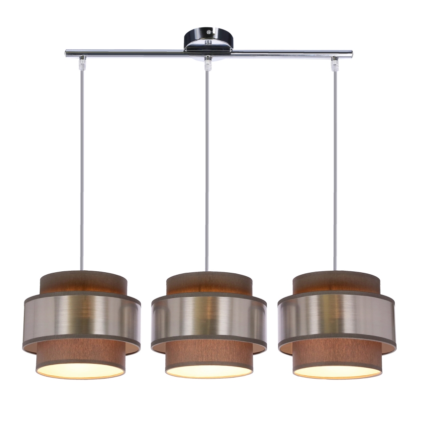 Κρεμαστό φωτιστικό οροφής τρίφωτο HARE 3xE27/60W/230V γκρι/ματ χρώμιο