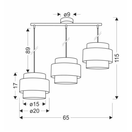 Κρεμαστό φωτιστικό οροφής τρίφωτο HARE 3xE27/60W/230V γκρι/ματ χρώμιο