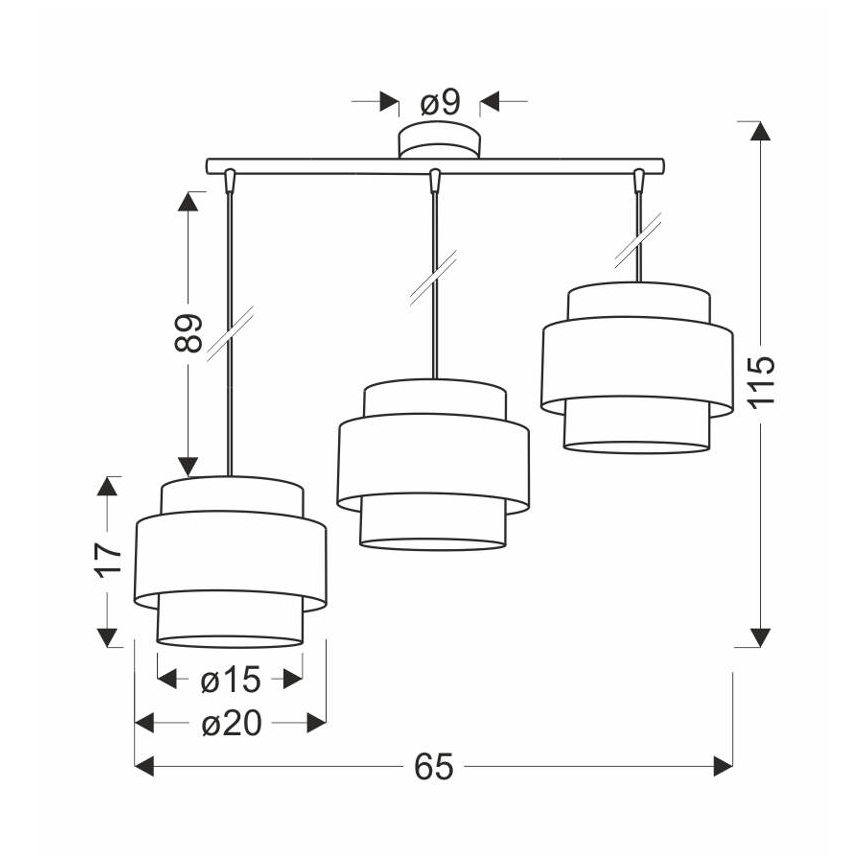 Κρεμαστό φωτιστικό οροφής τρίφωτο HARE 3xE27/60W/230V γκρι/ματ χρώμιο