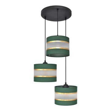 Κρεμαστό φωτιστικό οροφής τρίφωτο HELEN 3xE27/15W/230V πράσινο/χρυσαφί