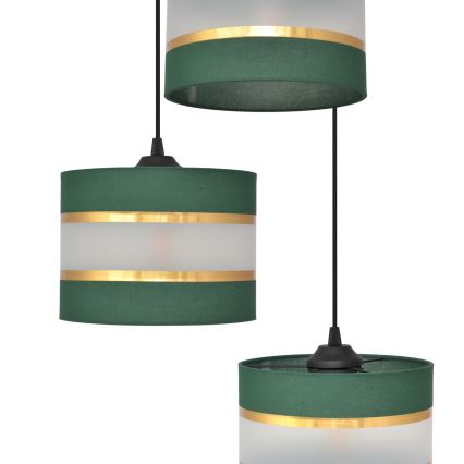 Κρεμαστό φωτιστικό οροφής τρίφωτο HELEN 3xE27/15W/230V πράσινο/χρυσαφί