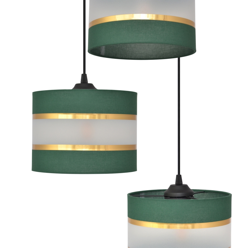 Κρεμαστό φωτιστικό οροφής τρίφωτο HELEN 3xE27/15W/230V πράσινο/χρυσαφί