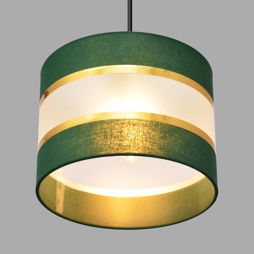 Κρεμαστό φωτιστικό οροφής τρίφωτο HELEN 3xE27/15W/230V πράσινο/χρυσαφί