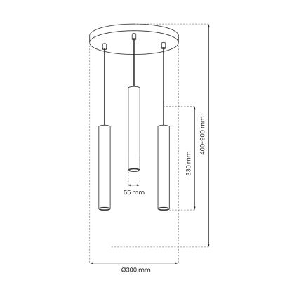 Κρεμαστό φωτιστικό οροφής τρίφωτο HUDSON 3xGU10/8W/230V μαύρο