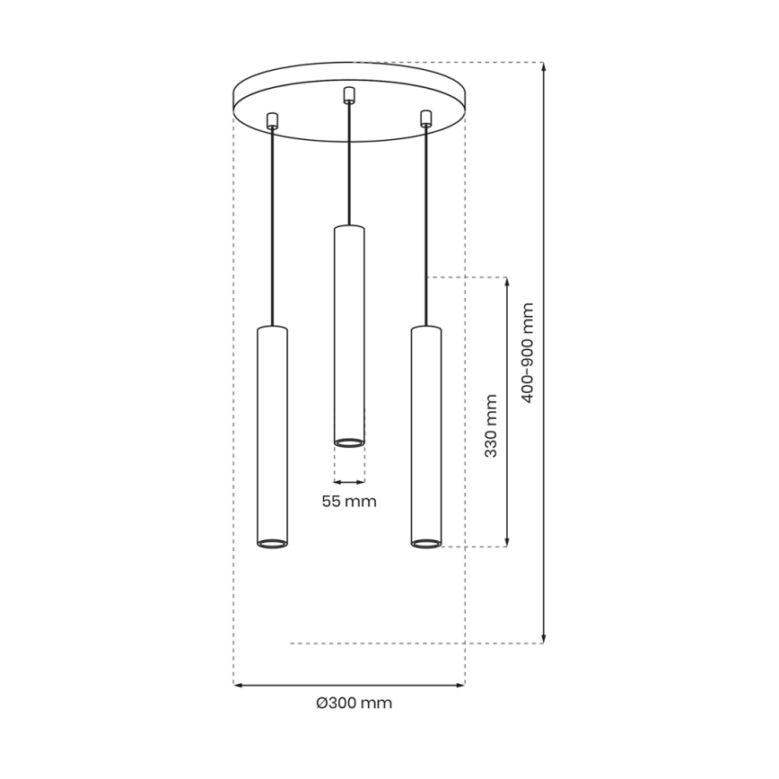 Κρεμαστό φωτιστικό οροφής τρίφωτο HUDSON 3xGU10/8W/230V μαύρο