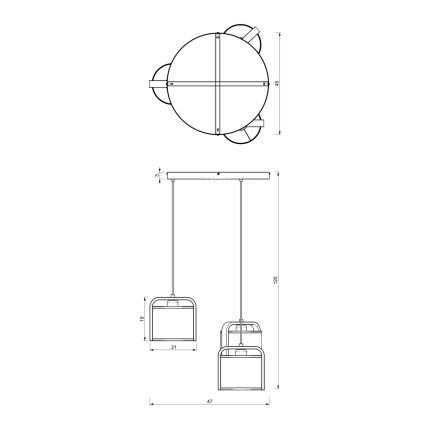 Κρεμαστό φωτιστικό οροφής τρίφωτο JONKO 3xE27/60W/230V