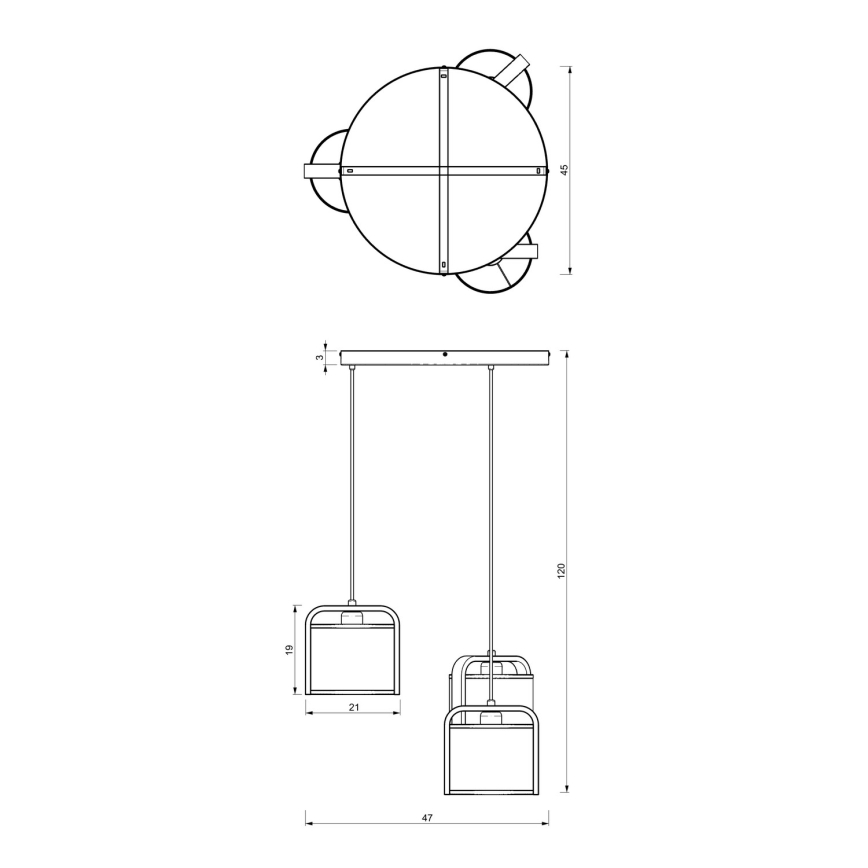 Κρεμαστό φωτιστικό οροφής τρίφωτο JONKO 3xE27/60W/230V