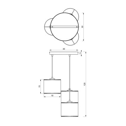 Κρεμαστό φωτιστικό οροφής τρίφωτο LOFT SHADE 3xE27/60W/230V λευκό/χρυσό