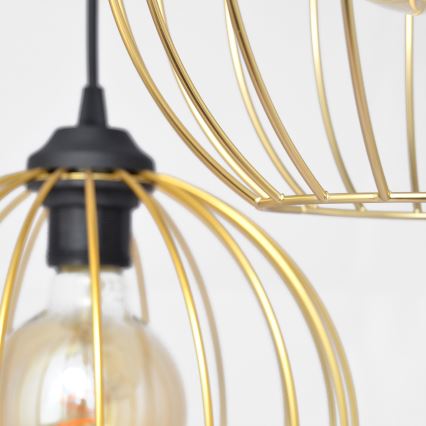 Κρεμαστό φωτιστικό οροφής τρίφωτο MERCURE 3xE27/15W/230V χρυσαφί/μαύρο