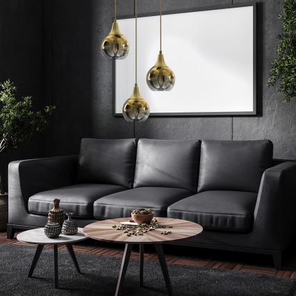 Κρεμαστό φωτιστικό οροφής τρίφωτο MONTE 3xE27/60W/230V χρυσό