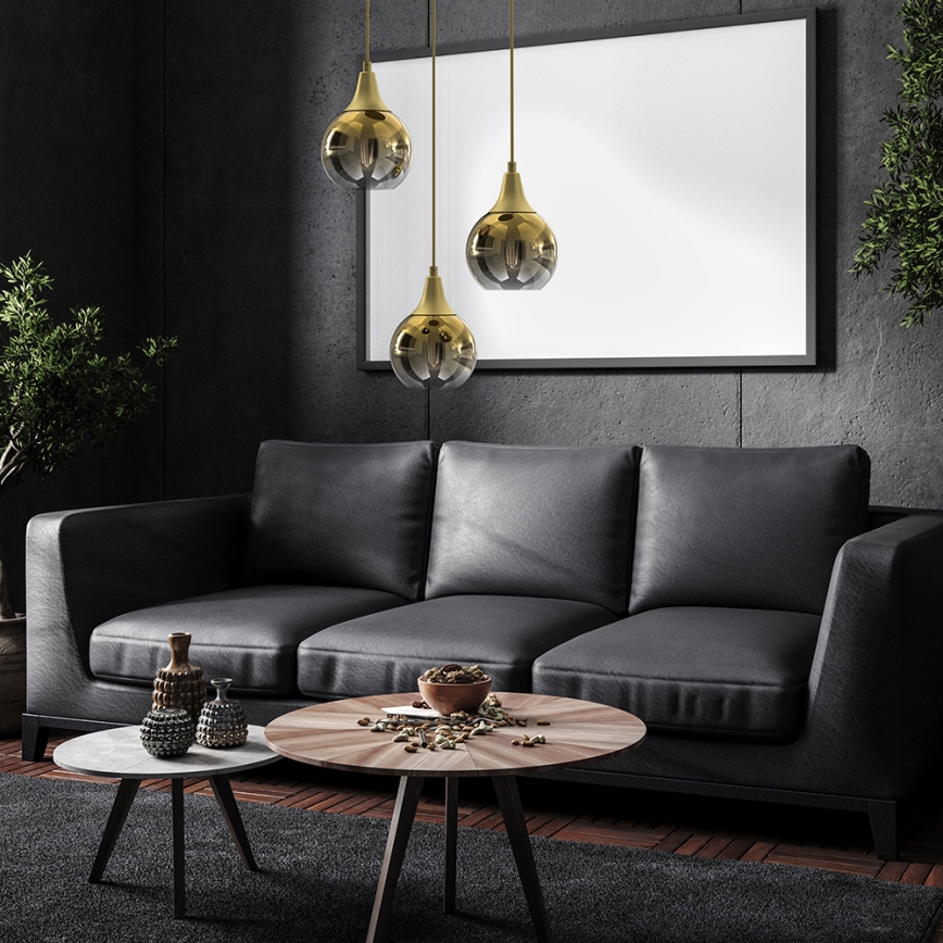 Κρεμαστό φωτιστικό οροφής τρίφωτο MONTE 3xE27/60W/230V χρυσό