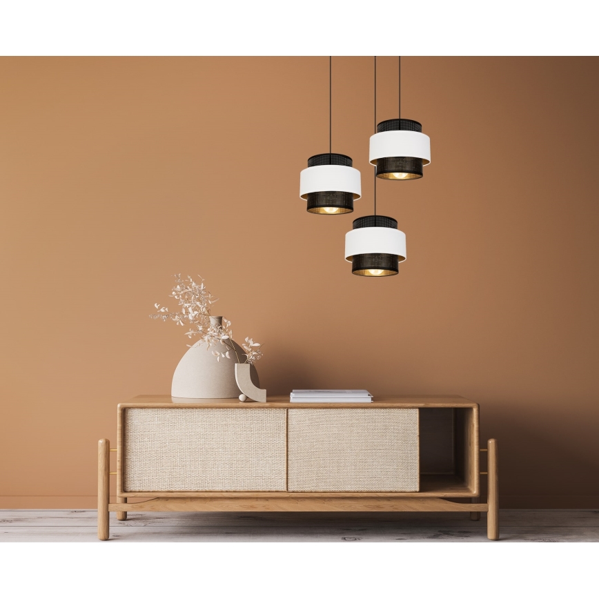 Κρεμαστό φωτιστικό οροφής τρίφωτο NESS 3xE27/60W/230V διάμετρος 45 cm μαύρο/λευκό