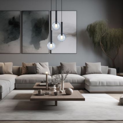 Κρεμαστό φωτιστικό οροφής τρίφωτο NIKO 3xG9/9W/230V μαύρο