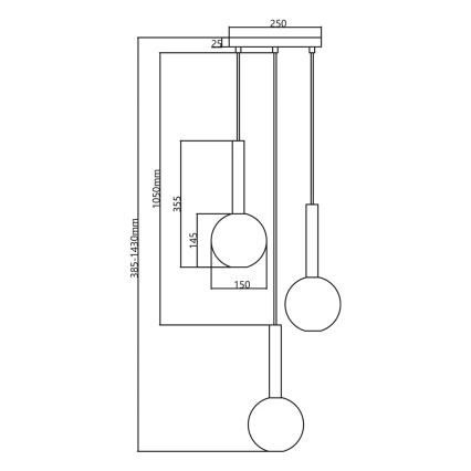 Κρεμαστό φωτιστικό οροφής τρίφωτο NIKO 3xG9/9W/230V μαύρο