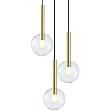 Κρεμαστό φωτιστικό οροφής τρίφωτο NIKO 3xG9/9W/230V χρυσό