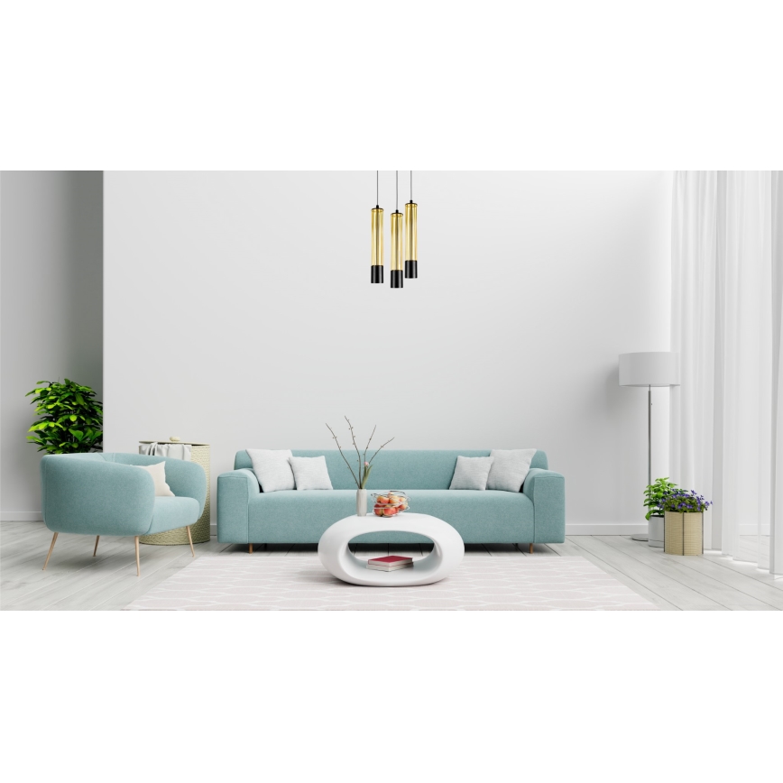 Κρεμαστό φωτιστικό οροφής τρίφωτο PRESCOT 3xGU10/40W/230V χρυσό