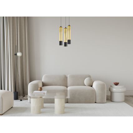 Κρεμαστό φωτιστικό οροφής τρίφωτο PRESCOT 3xGU10/40W/230V χρυσό