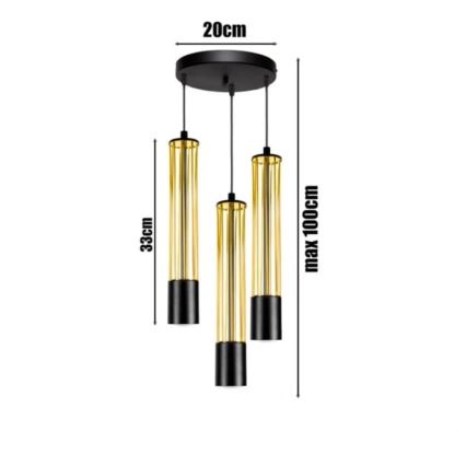 Κρεμαστό φωτιστικό οροφής τρίφωτο PRESCOT 3xGU10/40W/230V χρυσό