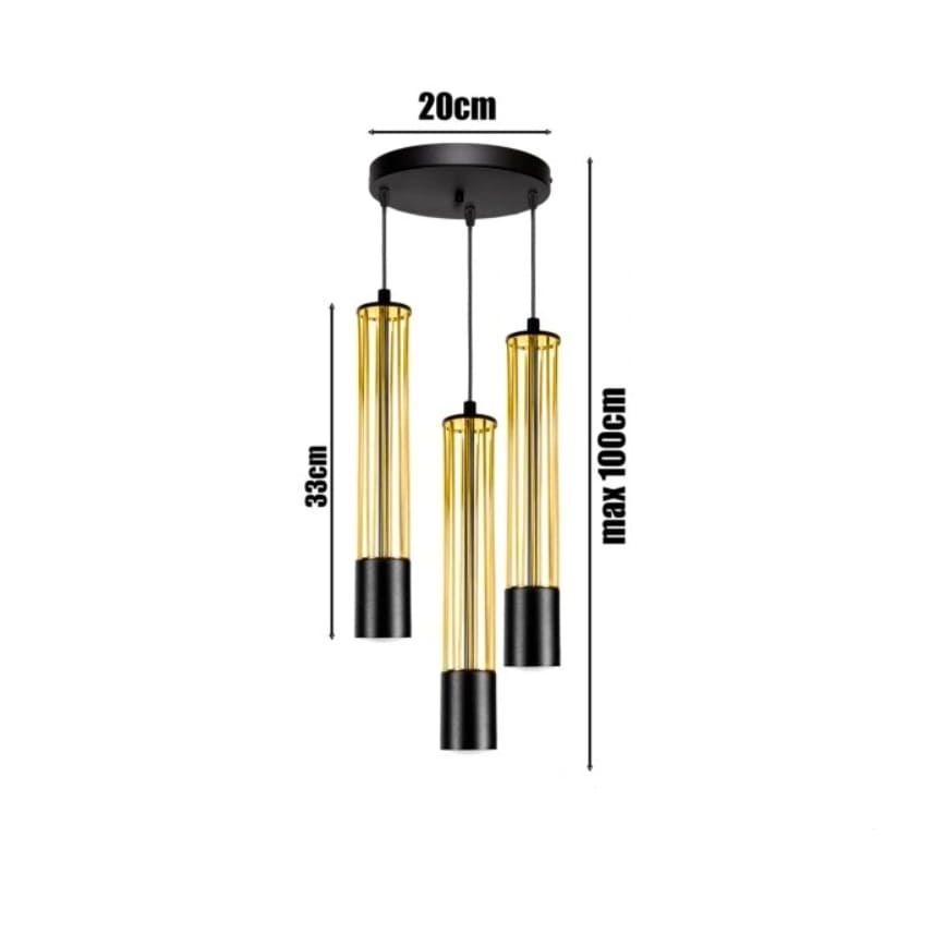 Κρεμαστό φωτιστικό οροφής τρίφωτο PRESCOT 3xGU10/40W/230V χρυσό