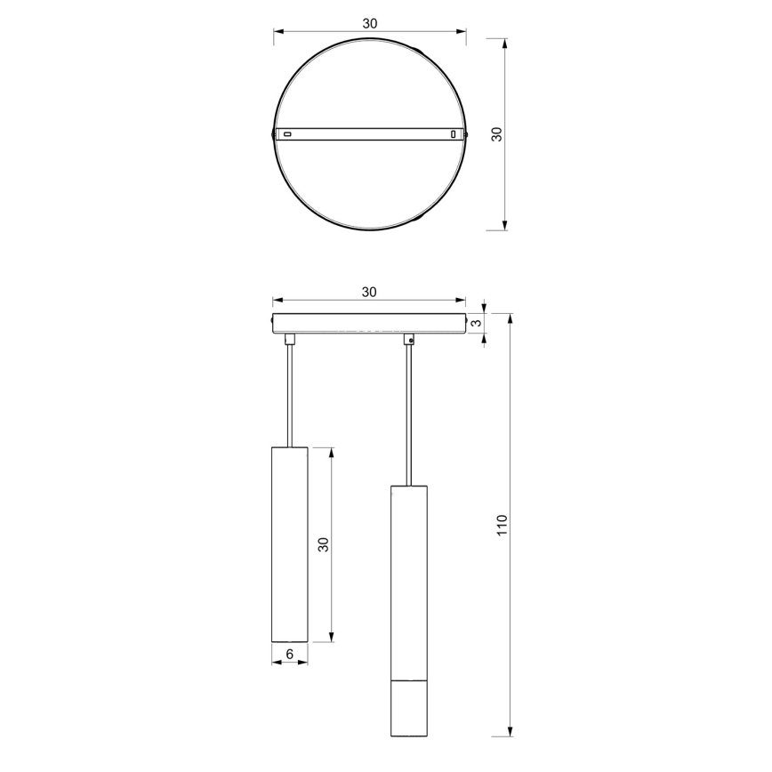 Κρεμαστό φωτιστικό οροφής τρίφωτο RAITO 3xGU10/8W/230V ορείχαλκος