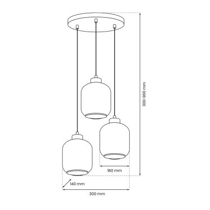 Κρεμαστό φωτιστικό οροφής τρίφωτο SOMBRA 3xE27/60W/230V γκρι