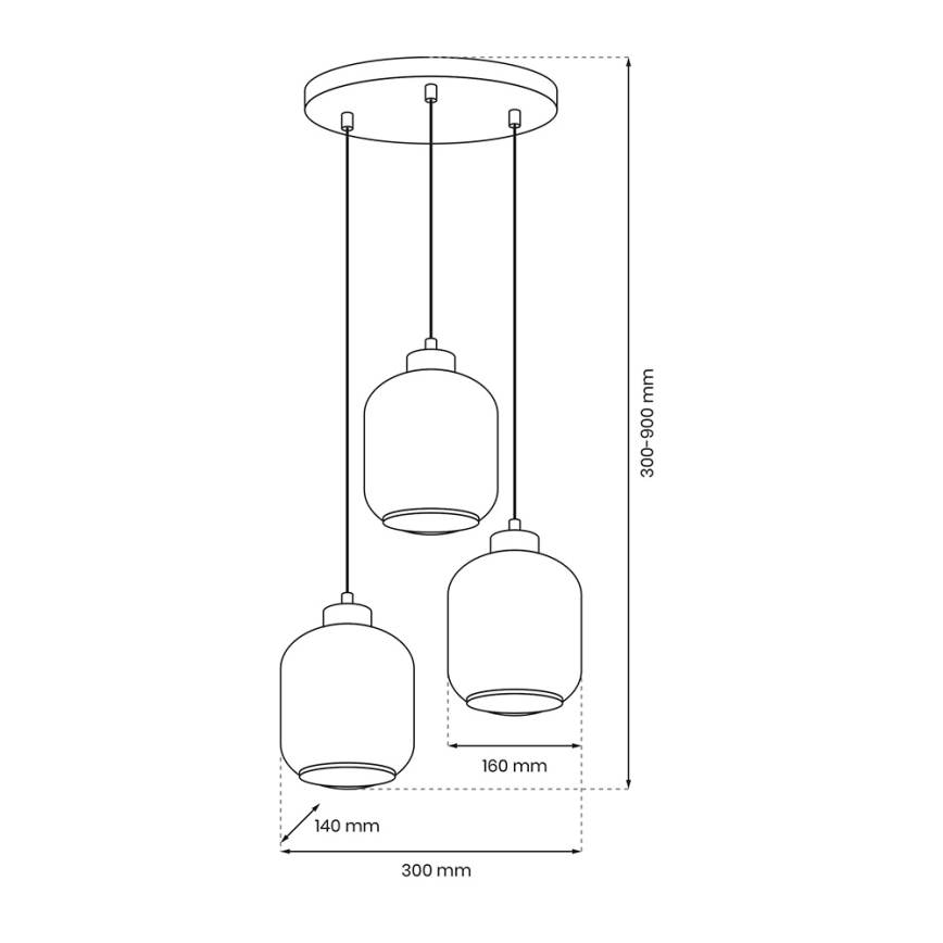 Κρεμαστό φωτιστικό οροφής τρίφωτο SOMBRA 3xE27/60W/230V γκρι