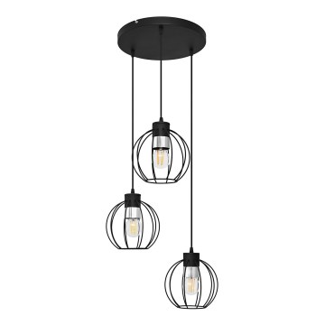 Κρεμαστό φωτιστικό οροφής τρίφωτο STARLIGHT 3xE27/15W/230V μαύρο/ασήμι