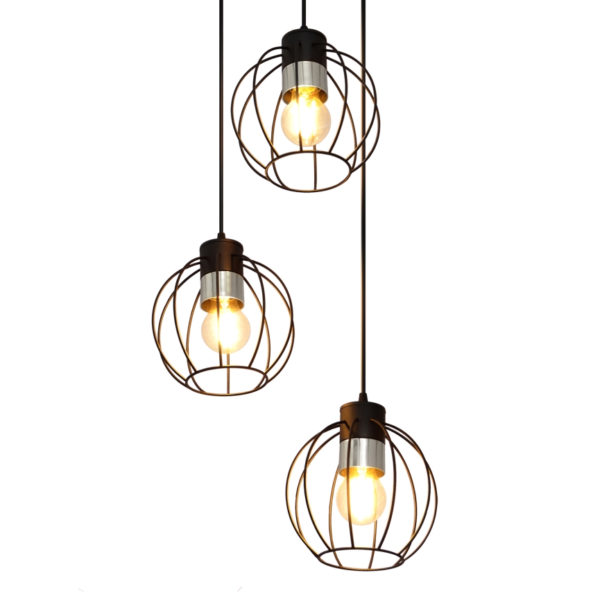 Κρεμαστό φωτιστικό οροφής τρίφωτο STARLIGHT 3xE27/15W/230V μαύρο/ασήμι