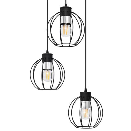 Κρεμαστό φωτιστικό οροφής τρίφωτο STARLIGHT 3xE27/15W/230V μαύρο/ασήμι