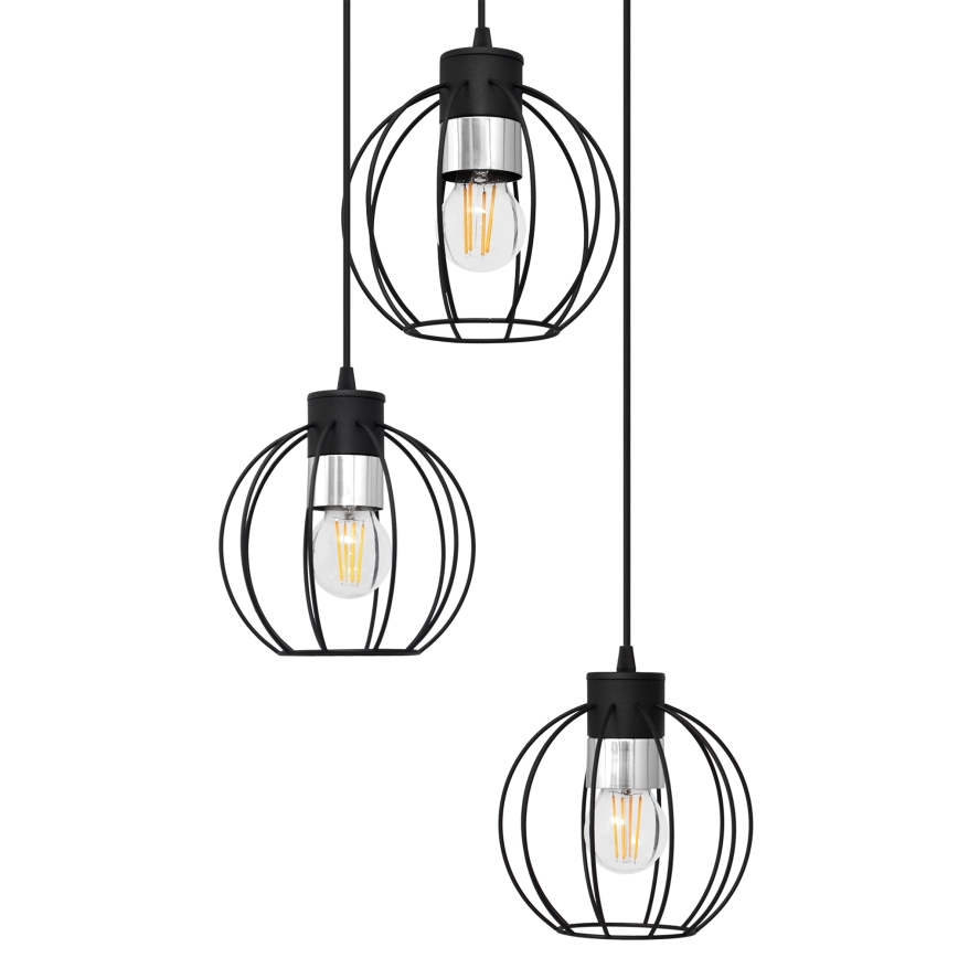 Κρεμαστό φωτιστικό οροφής τρίφωτο STARLIGHT 3xE27/15W/230V μαύρο/ασήμι