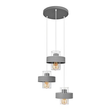 Κρεμαστό φωτιστικό οροφής τρίφωτο VOLTA 3xE27/15W/230V διάμετρος 42 cm γκρι