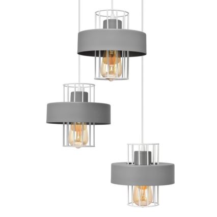 Κρεμαστό φωτιστικό οροφής τρίφωτο VOLTA 3xE27/15W/230V διάμετρος 42 cm γκρι