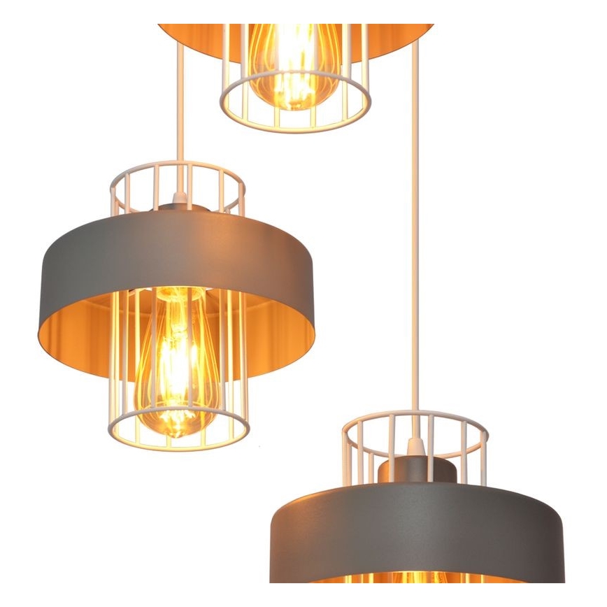 Κρεμαστό φωτιστικό οροφής τρίφωτο VOLTA 3xE27/15W/230V διάμετρος 42 cm γκρι