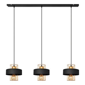 Κρεμαστό φωτιστικό οροφής τρίφωτο VOLTA 3xE27/15W/230V μαύρο/χρυσαφί