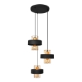 Κρεμαστό φωτιστικό οροφής τρίφωτο VOLTA 3xE27/15W/230V μαύρο/χρυσό
