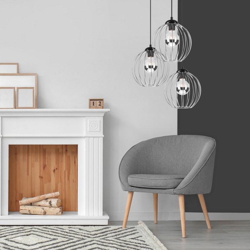 Κρεμαστό φωτιστικό οροφής τρίφωτο ZOYA 3xE27/60W/230V γυαλιστερό χρώμιο