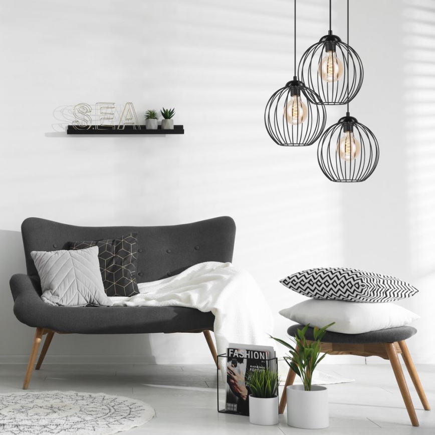 Κρεμαστό φωτιστικό οροφής τρίφωτο ZOYA 3xE27/60W/230V μαύρο