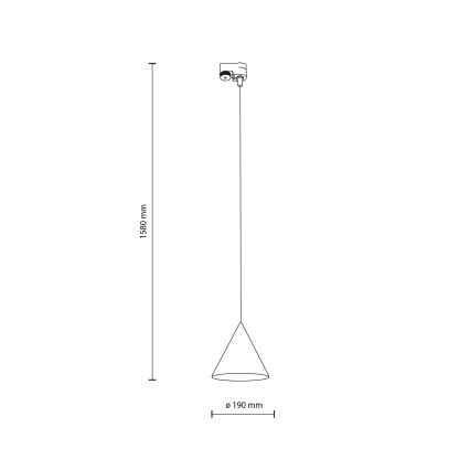Κρεμαστό φωτιστικό οροφής για 1-phase ράγας CONO 1xE27/15W/230V μαύρο/μέντα