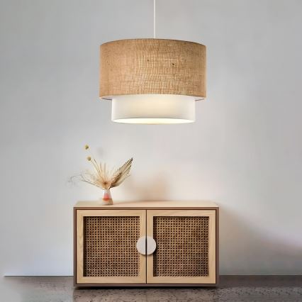 Κρεμαστό φωτιστικό σε καλώδιο AYD 1xE27/15W/230V μπεζ/λευκό