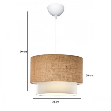 Κρεμαστό φωτιστικό σε καλώδιο AYD 1xE27/15W/230V μπεζ/λευκό
