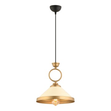 Κρεμαστό φωτιστικό σε καλώδιο MONZA 1xE27/40W/230V Ø 30 cm εκρού/μπρονζέ
