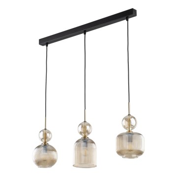 Κρεμαστό φωτιστικό σε καλώδιο SOPHIA 3xE14/10W/230V μαύρο/καπνιστό μπεζ