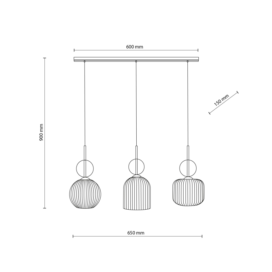 Κρεμαστό φωτιστικό σε καλώδιο SOPHIA 3xE14/10W/230V μαύρο/καπνιστό μπεζ